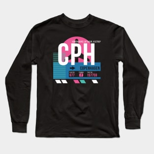 Copenhagen (CPH) Airport Code Baggage Tag Long Sleeve T-Shirt